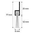 "h" natúr alu profilos kefetömítés 52 mm-es sörtével