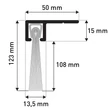 "F" natúr alu profilos kefetömítés 108 mm-es sörtével