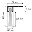 "F" natúr alu profilos kefetömítés 238 mm-es sörtével