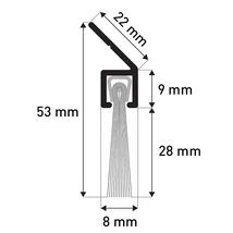 45°-os alu profilos kefetömítés 28 mm-es tampico növényi szállal