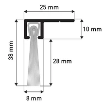 "F" natúr alu profilos kefetömítés 28 mm-es tampico növényi szállal
